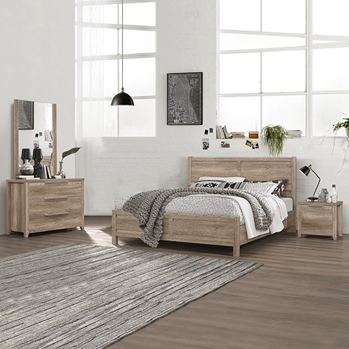 Cielo Natural Wood Like MDF Bedroom Suite 4 Pcs In Oak Colour with Dresser